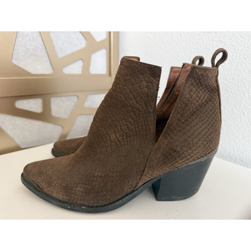 Jeffrey Campbell Size 8.5 Cromwell Brown Leather Metal Toe Western Boots Booties